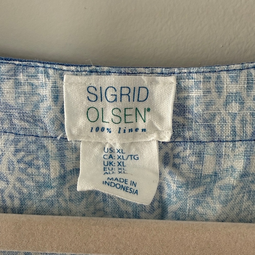 Sigrid Olsen Light Blue and White Linen Tunic Dress - Picture 2 of 4